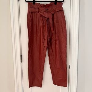 NWT High Waisted Vegan Leather Paper Bag Pants